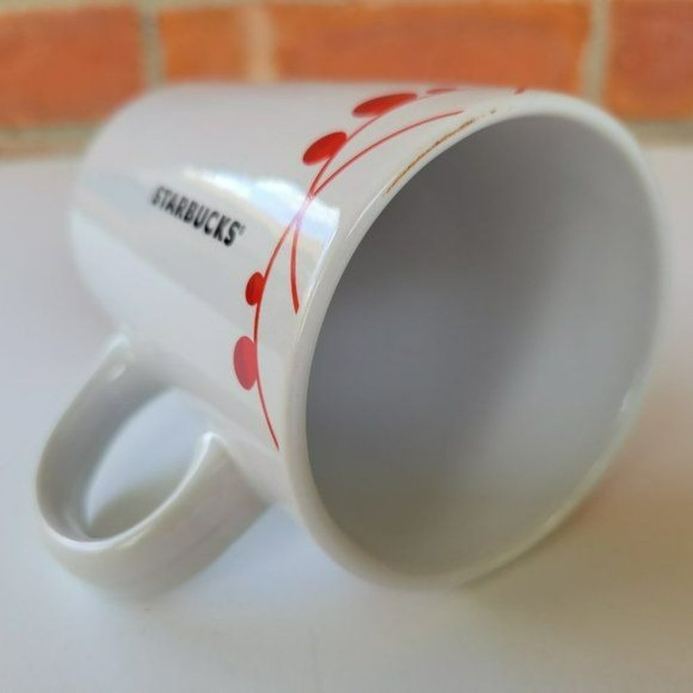 Starbucks Coffee Mug 2012 Christmas Mug Red Ornaments White Background 10.8 oz. - Picture 4 of 5